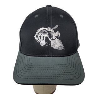 JHS Racing Pacific Headwear Black Gray Fitted Cap Hat Size L - XL Horse